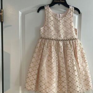 Girls American Princess Pink and Gold Formal Dress